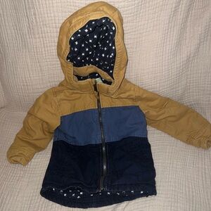 Cozy Kids' Hooded Jacket in Mustard and Navy